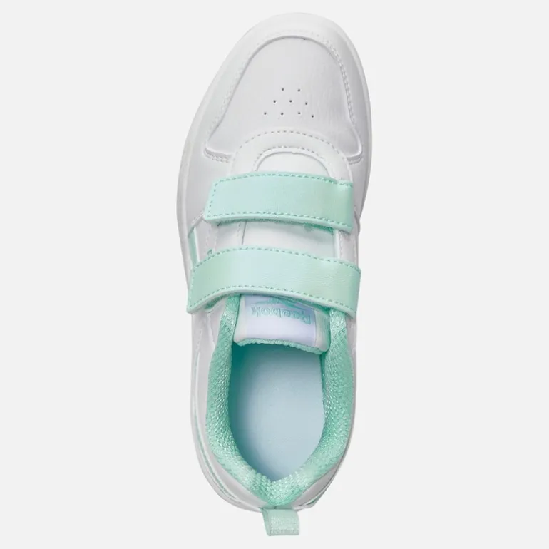 Reebok Mädchen Royal Prime 2.0 Zwei Riemen Klettverschluss Turnschuhe Weiß/Weiß/Glitch Aqua