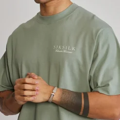 SikSilk Herren Grafik T Shirt Grün