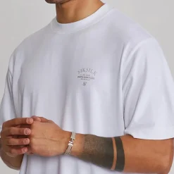 SikSilk Herren Grafik T Shirt Weiß