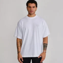 SikSilk Herren Grafik T Shirt Weiß