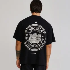SikSilk Herren Grafik T Shirt Schwarz