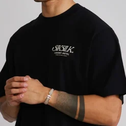 SikSilk Herren Grafik T Shirt Schwarz