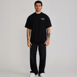 SikSilk Herren Grafik T Shirt Schwarz
