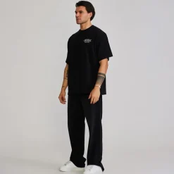 SikSilk Herren Grafik T Shirt Schwarz