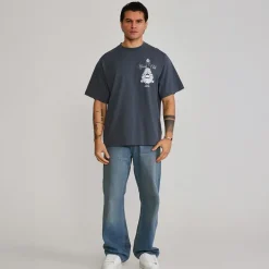SikSilk Herren Grafik T Shirt Grau