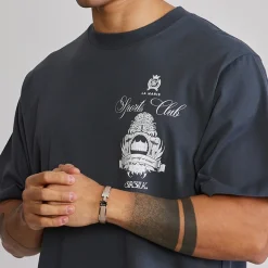 SikSilk Herren Grafik T Shirt Grau