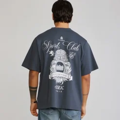 SikSilk Herren Grafik T Shirt Grau