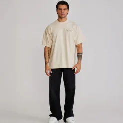 SikSilk Herren Grafik T Shirt Ecru