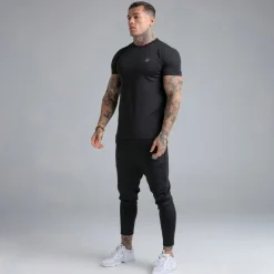 SikSilk Herren Muskel Passform T Shirt Schwarz