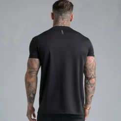 SikSilk Herren Muskel Passform T Shirt Schwarz