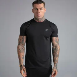 SikSilk Herren Muskel Passform T Shirt Schwarz
