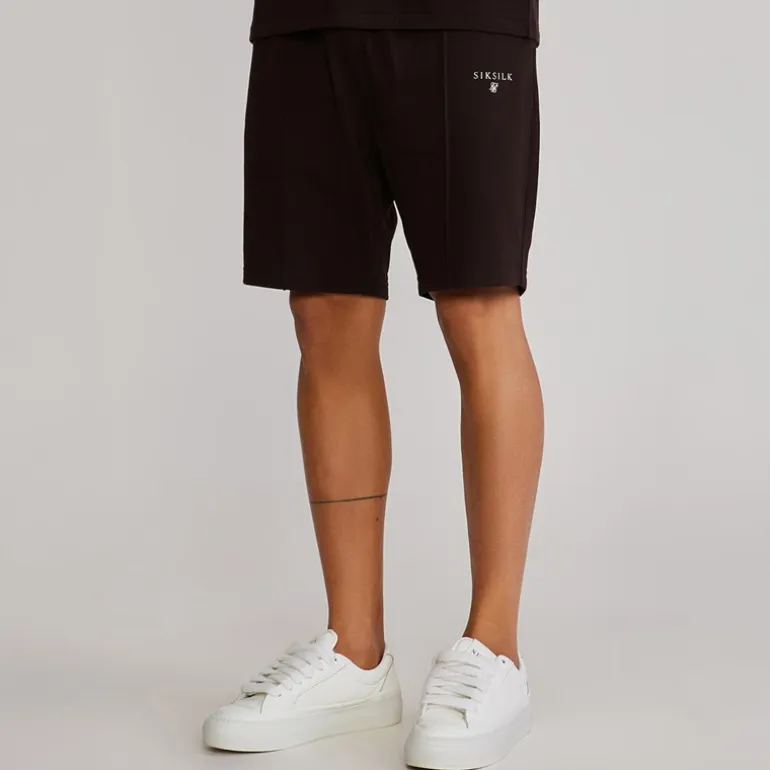 SikSilk Herren Polohemd und Shorts Set Braun