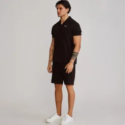 SikSilk Herren Polohemd und Shorts Set Braun
