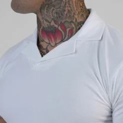 SikSilk Herren Revere Polo Shirt Weiss