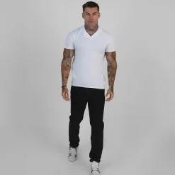 SikSilk Herren Revere Polo Shirt Weiss