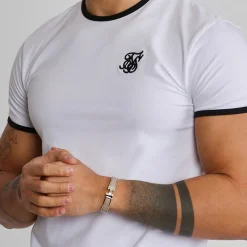 SikSilk Herren Ringer T-Shirt Weiß/Schwarz