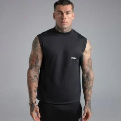 SikSilk Herren Ärmelloses T-Shirt Schwarz