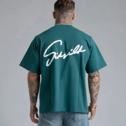 SikSilk Herren Script T Shirt Grün