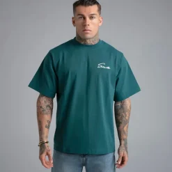 SikSilk Herren Script T Shirt Grün