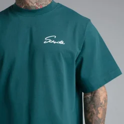 SikSilk Herren Script T Shirt Grün