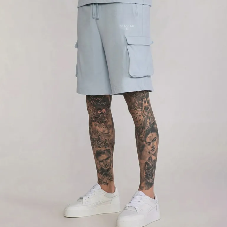 SikSilk Herren T Shirt Und Shorts Set Blau