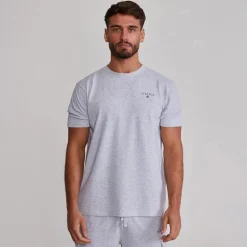 SikSilk Herren T-Shirt und Shorts Set Grey Marl