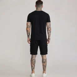 SikSilk Herren T Shirt Und Shorts Set Schwarz