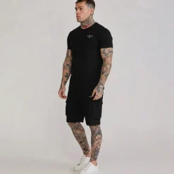 SikSilk Herren T Shirt Und Shorts Set Schwarz