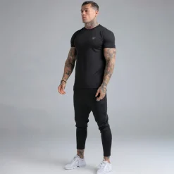 SikSilk Herren Zweierpack Muskel Fit T Shirts Schwarz