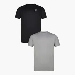 SikSilk Herren Zwei Pack Muskel Fit T-Shirts Schwarz/Grau