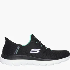SKECHERS Damen Slip In Summits Sneaker Schwarz