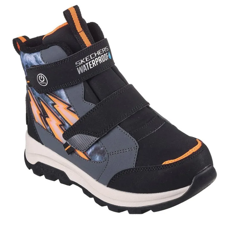 SKECHERS Junge Storm Blazer Wasserdicht Doppel Riemen Leucht Sneaker Anthrazit Schwarz