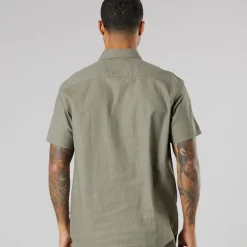 Solid Herren Kurzarm Hemd Dusty Olive