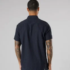 Solid Herren Kurzarm Hemd Insignia Blue