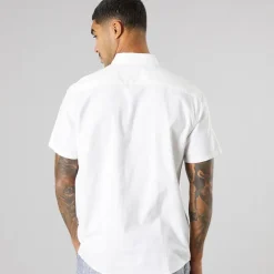 Solid Herren Kurzarm Hemd Off White