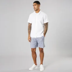 Solid Herren Kurzarm Hemd Off White