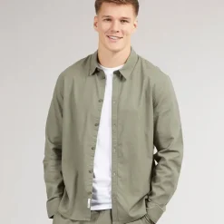 Solid Herren Langarm Shirt Dusty Olive
