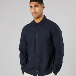 Solid Herren Langarm Shirt Insignia Blue