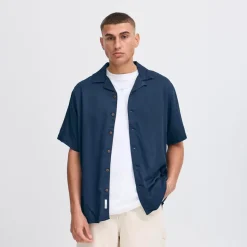 Solid Herren Pablo Kurzarm Hemd Insignia Blue