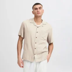 Solid Herren Pablo Kurzarm Hemd Oatmeal