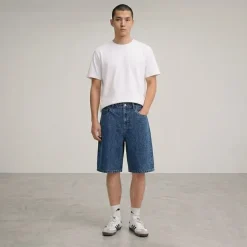 Solid Herren Sdomidt lockere Passform Denim Shorts Middle Blue Denim