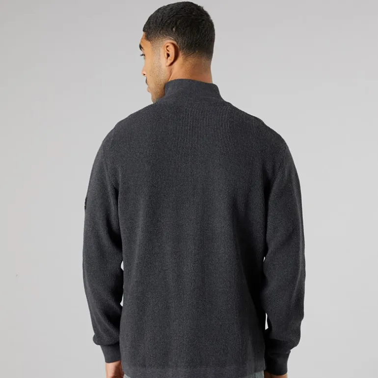 Solid Herren Strick Cardigan Dunkelgrau Marl Dar Grey M