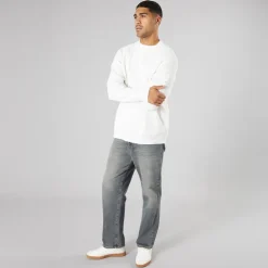 Solid Herren Strick Pullover Off White
