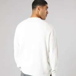 Solid Herren Strick Pullover Off White