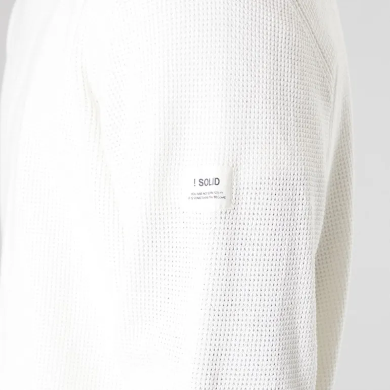 Solid Herren Strick Pullover Off White