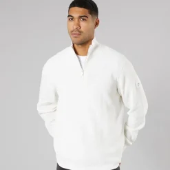 Solid Herren Strick Pullover Off White