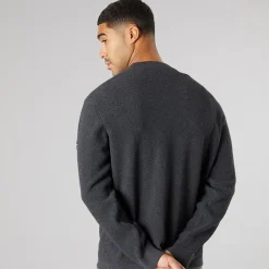 Solid Herren Strick Pullover Dunkel Grau Marl Dar Grey M
