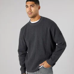 Solid Herren Strick Pullover Dunkel Grau Marl Dar Grey M