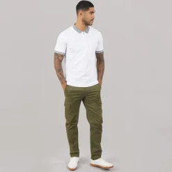 THREADBARE Herren Battled Cargohosen Khaki
