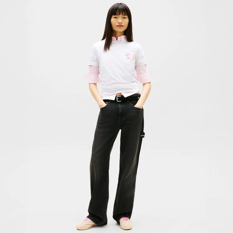 Tommy Jeans Damen Bubble T Shirt Ice Grey Heather